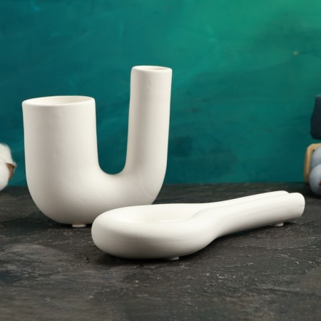 Set of candlesticks "Kiell and Louis" White, 2pcs/5x11cm/18x2cm-1