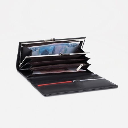 Women's wallet on magnets, black color-3