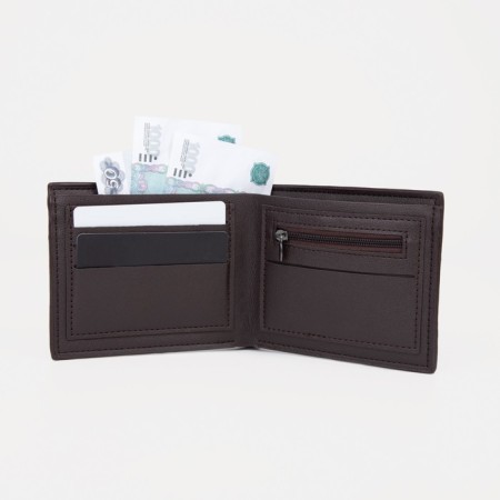 Male purse for TEXTURA cards, bills, coins, brown color-4