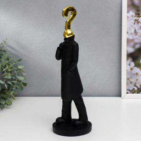 Polystone souvenir "Man - A question mark" Black with gold 33x10x10 cm-3