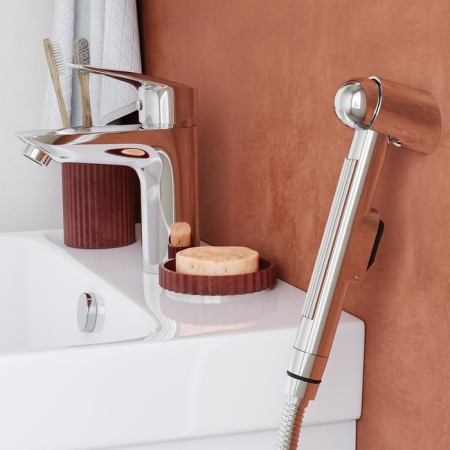Santek Taos sink mixer, with hygienic shower, chrome-2