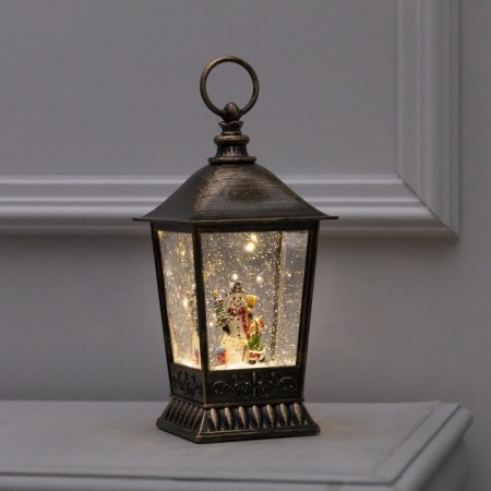 LED figure "Lantern with a snowman" 12 × 24 × 12 cm, plastic, AAX3 batteries (not in the kit), USB, glow warm white