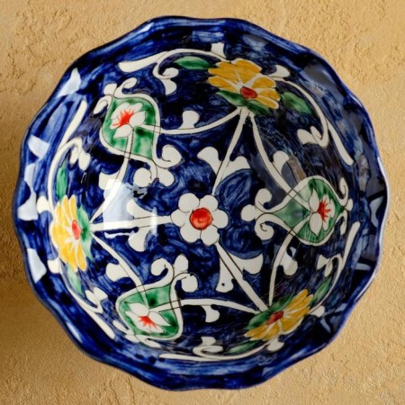 Candy of Rishtan ceramics "Flowers", 13 cm, blue-8