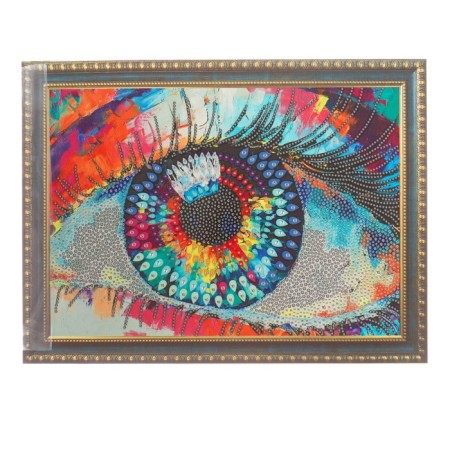 Diamond mosaic with partial filling and uniform rhinestones on the frame "Abstraction", 30 x 40 cm-3