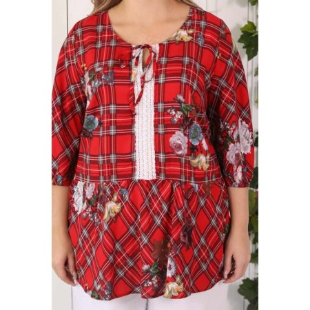 Female blouse, size 52, red color-8