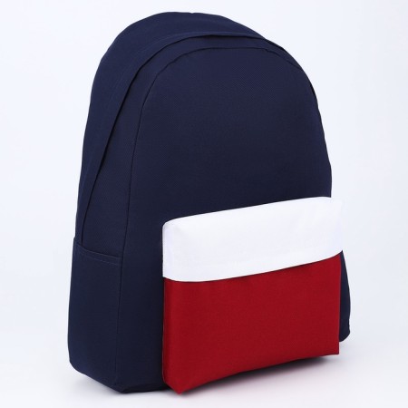 School textile school with a colored pocket, 30x39x12 cm, blue, burgundy, white-9