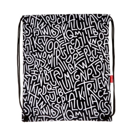 A bag for shoes 440 x 365 mm, Erich Krause, density 300D, with a reflective strip, alphabet, black/white-2