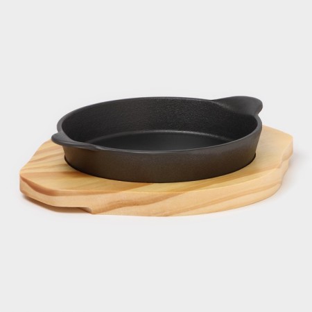 Pan "circle with handles", d = 15.5 cm, on a wooden stand-1