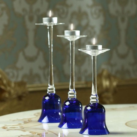 Glass candlestick set 3 pcs "velvet night" height 26cm, 23 cm, 20 cm-2
