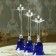 Glass candlestick set 3 pcs "velvet night" height 26cm, 23 cm, 20 cm