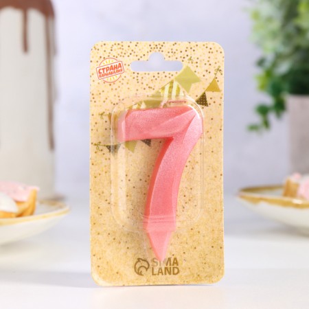 Candle in the Cake "Fine", number "7", pink metallic, 6.5 cm-1