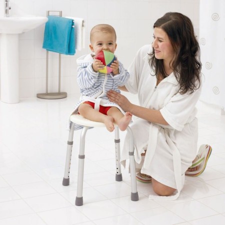 Stool with adjustable height, white color-1