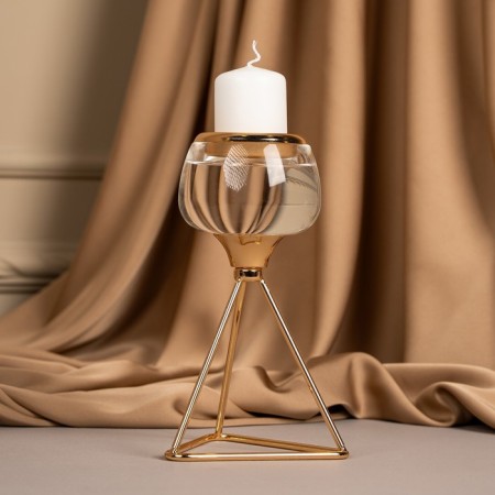 Summary metal, glass per 1 candle “Exclamation” Color Gold 9.5 x 9.5 x 17 cm-13