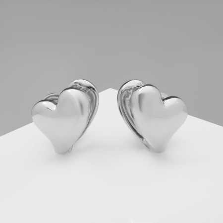 Earrings Metal "Chord" heart, color silver