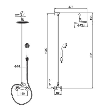 Bar with the Accoona A8176-1 mixer, two-leaf, with a tropical shower, chrome-5