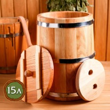 Oak tube, 15l, metal hoop, with a lid, with a oppression