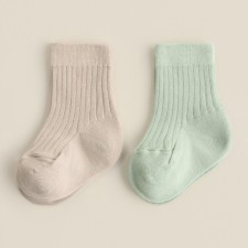 Nosk children's 2 pairs SL Home, 8-10 cm, milk/olive