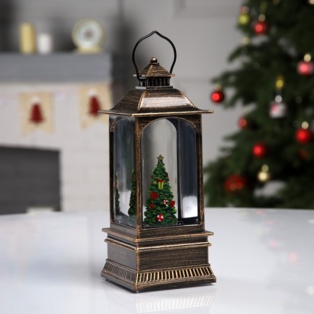 LED figure “Lantern with a Christmas tree” 7.8 × 19.5 × 7.8 cm, plastic, AAX3 batteries (not complete), USB, glow warm white-1