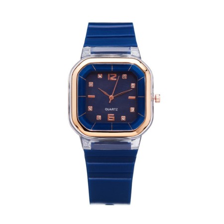 Women's watch, 4.1 x 4.1 cm, silicone strap, blue-1
