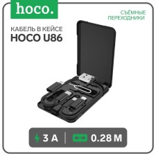 Cable in the case of Hoco U86, Type-C-Type-C+adapters Microusb, Lightning, USB, 3A, 0.28 m, black