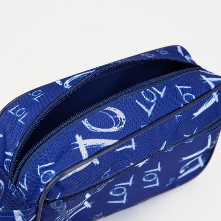 Lightning cosmetic bag, external pocket, blue color-2