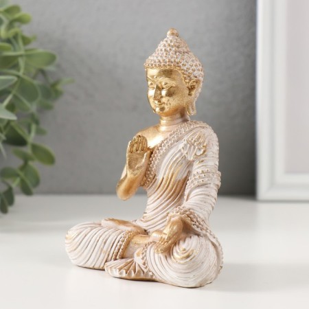 Souvenir Polystone "Buddha in a white robe" 5x9.5x12 cm-3