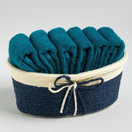Set of terry decorative napkins of Ethel, 30x30cm-6pcs, blue, 100% cotton-4