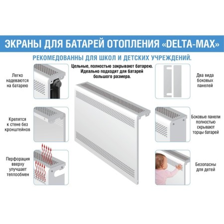 The screen for the Zein Delta-Max cast-iron radiator, 690x610x160 mm, 7 sections, metal, white-3