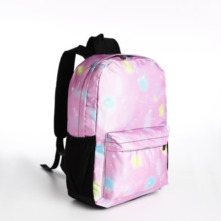 A backpack with a zipper, 3 outer pockets, lilac color-2