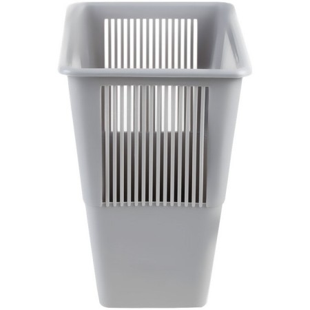 Basket for paper and garbage, 12 liters, plastic, mesh, rectangular, gray-4