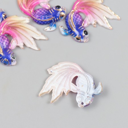 Decor for creativity Plastic "Fish Fiolet with Pink Tail" with gold 2.5x3 cm-1