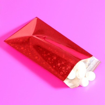 Gift holographic package with sticky tape, "brightness", 6x8+2 cm-6