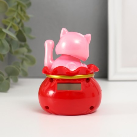 Plastic pendulum "Happy cat in a cash bag" White 7x7x9 cm-5