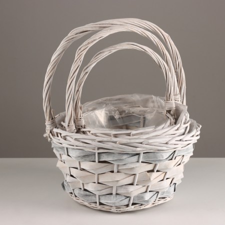 A set of baskets of 3 pcs, d31x17xh38cm, white, willow-1