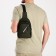 Male sling bag from textiles, headphones, green color