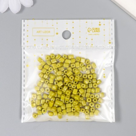 Cube glass 4x4 mm "brightness. Mustard" set 20 grams-2