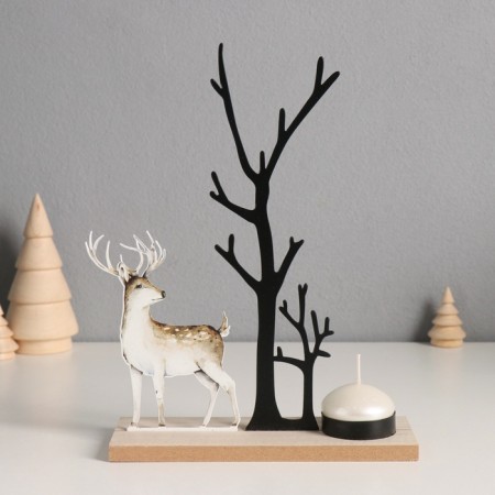 Summary metal, wood on 1 candle "Deer by wood" d = 4 cm 6x19x23.5 cm