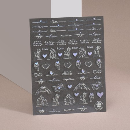 Nail stickers 10.2*8cm Together CJ-128 silver substrate QF