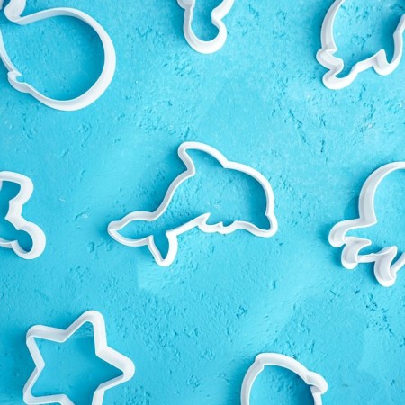 A set of forms for cutting the cookies of the share “underwater world”, 8 objects, white color-9