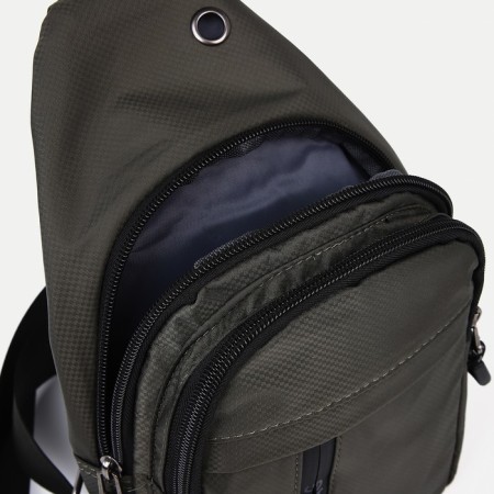 Male sling bag from textiles, headphones, green color-6