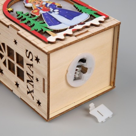 Christmas tree toy "House with the Snow Maiden", from batteries, glow warm white-3