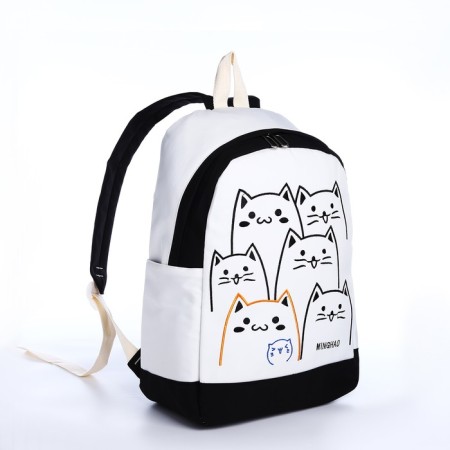 School backpack from textiles on lightning, 3 pockets, black color-2