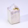 Candle "Square" in a candlestick of gypsum, 5x6cm, marble with purple strips