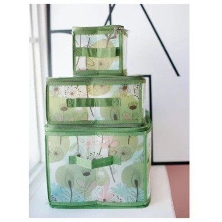 Folding box on the zipper "Spring", 30x15x15 cm, green-yellow-2