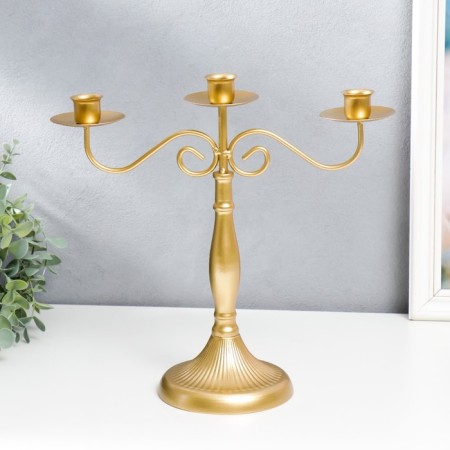 Summary Metal for 3 candles "Provence" gold 30x13x32 cm-1