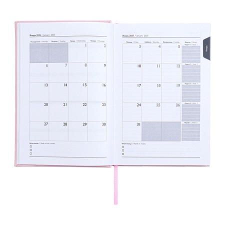 Dated 2025 diary, A5, 176 sheets of Escalada, a solid cover of artificial leather with foam rubber, pancake embossing, liesse, block 70 g/m2, pink-10