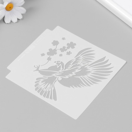 Stencil plastic "bird" set 6 pcs 13x13 cm-5