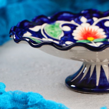 Candy of Rishtan ceramics "Flowers", 14 cm, blue-2