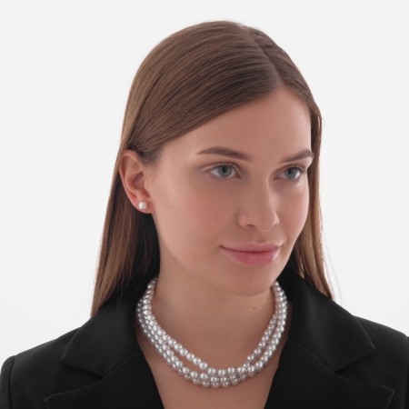 Set 2 subjects: chocker, earrings "celebration" trio, white-silver color, 30 cm-2