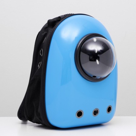 A backpack for carrying animals with a viewing window, 32 x 22 x 43 cm, blue-1